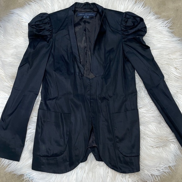 French Connection Jackets & Blazers - French connection open front black satin puff blazer 6